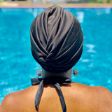 AQUA Waterproof Headwear, Vintage Twist Turban in Black