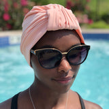AQUA Waterproof Headwear, Luxe Banded Turban in Blush