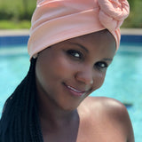 AQUA Waterproof Headwear, Bun Turban in Blush