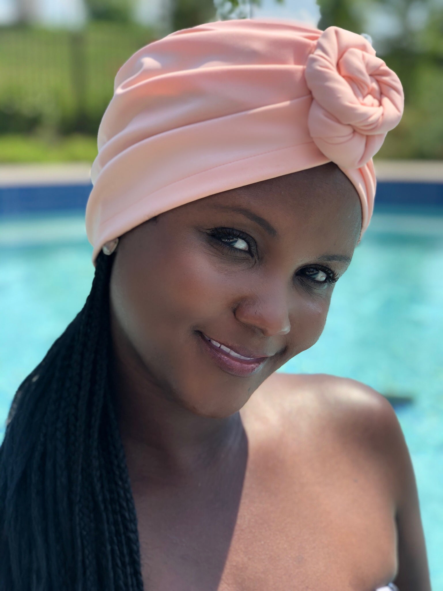AQUA Waterproof Headwear, Bun Turban in Blush