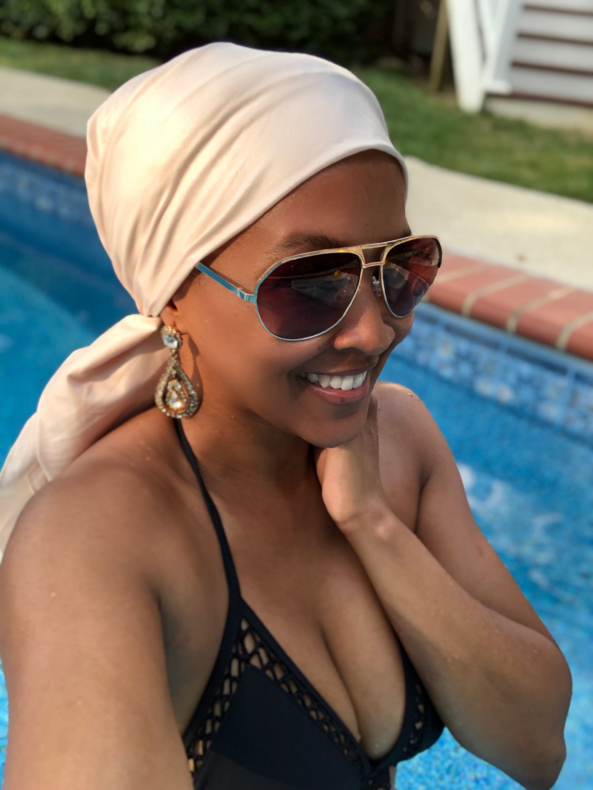AQUA Waterproof Headwear, Versatile Glam Wrap in Sand